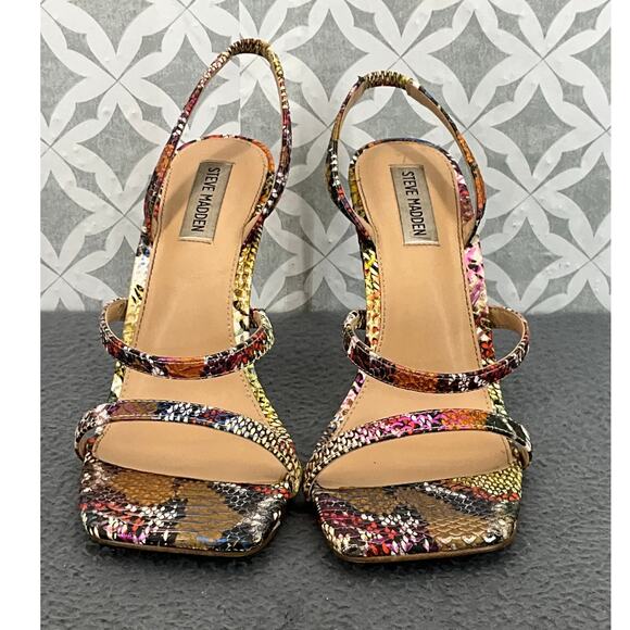 Steve Madden Gracey Rainbow Snake Open Toe Ankle Strappy 3"mHeels Women 10M - Picture 6 of 12